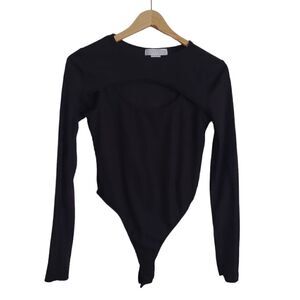 Planet gold bodysuit women's black top long sleeve size small